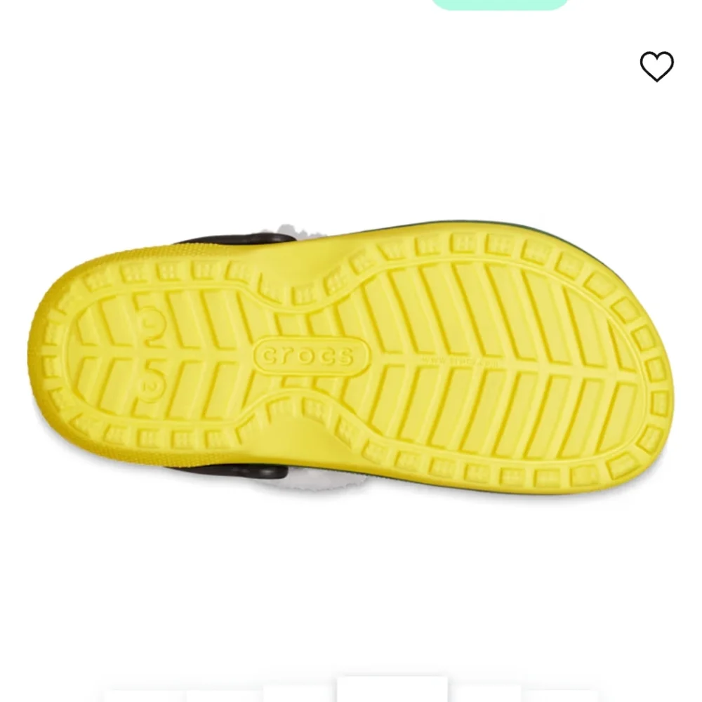 CROCS Green Kids Slippers with White Fleece - Picture 6 of 6